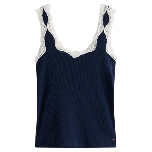 Front - Tommy Hilfiger Womens/Ladies Lace Square Neck Cami Short Pyjama Set