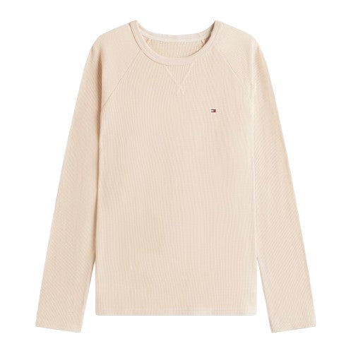 Front - Tommy Hilfiger Mens Waffle Knit Crew Neck Long Pyjama Set