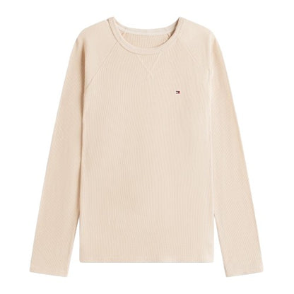 Front - Tommy Hilfiger Mens Waffle Knit Crew Neck Long Pyjama Set