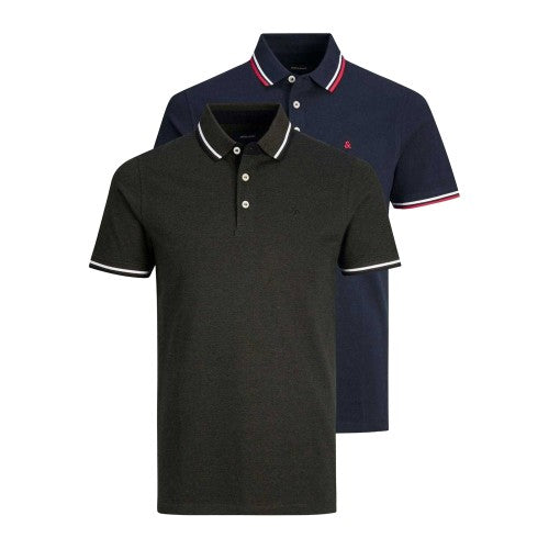 Front - Jack And Jones Mens Paulos Collared Polo Shirt (Pack of 2)