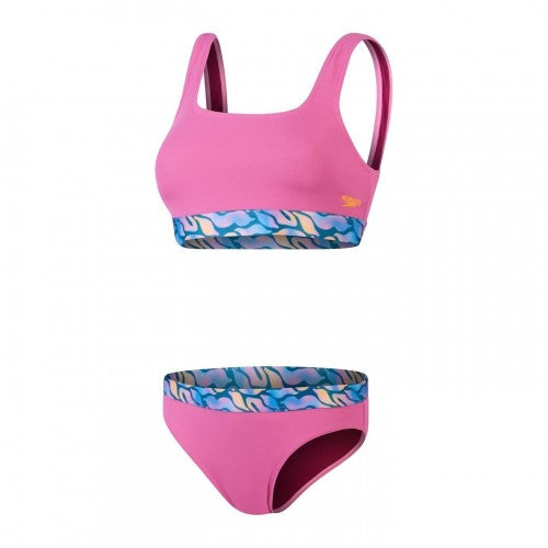 Front - Speedo Womens/Ladies Wave Pattern Textured Bikini Set