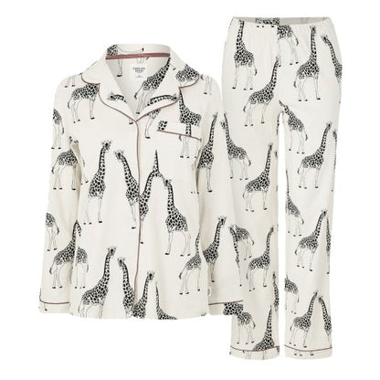 Front - Chelsea Peers Womens/Ladies Giraffe Button-Down Long Pyjama Set