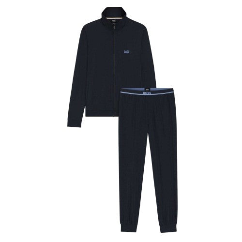 Front - Boss Mens Zip Neck Long Pyjama Set