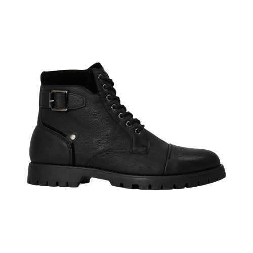 Front - Original Penguin Mens Plain Leather Combat Boots