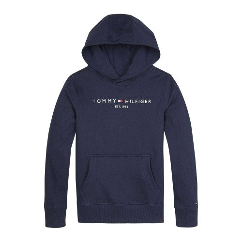 Front - Tommy Hilfiger Boys Embroidered Logo Cotton Hoodie