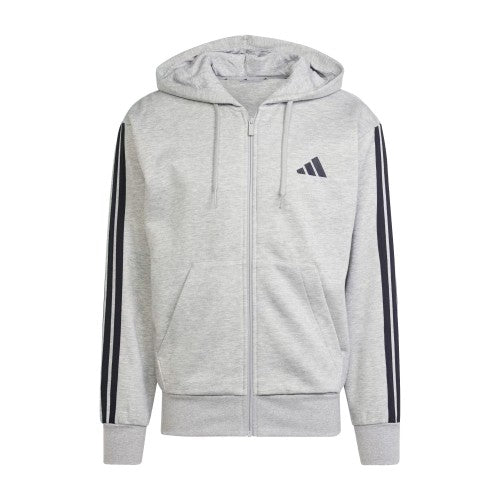Front - Adidas Mens 3S Cotton Blend Full Zip Hoodie