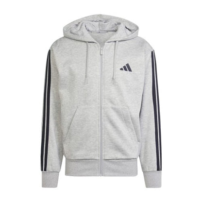 Front - Adidas Mens 3S Cotton Blend Full Zip Hoodie