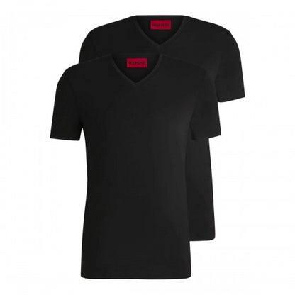 Front - Hugo Boss Mens V Neck Slim T-Shirt (Pack of 2)