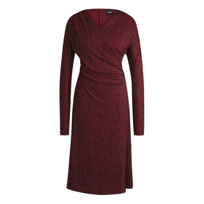 Front - Boss Womens/Ladies Ettita V Neck Regular Midi Dress