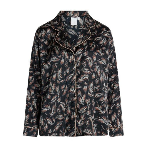 Front - CCDK Copenhagen Womens/Ladies Josephine Leaf Print Satin Pyjama Top
