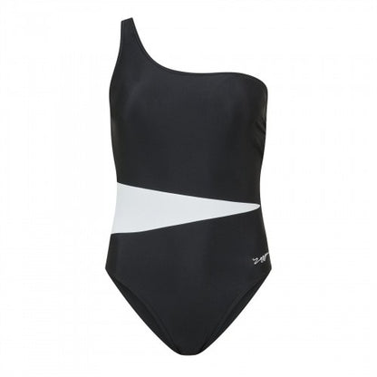 Front - Zoggs Womens/Ladies Colour Block One Shoulder One Piece Swimsuit