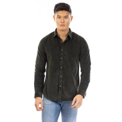 Front - Peter Werth Mens Daker Corduroy Collared Long-Sleeved Shirt