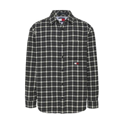 Front - Tommy Jeans Mens Badge Flannel Pocket Shirt