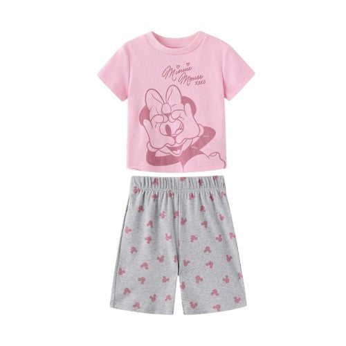 Front - Disney Baby Girls Minnie Mouse Heart Short Pyjama Set