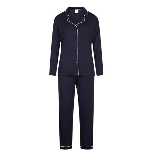 Front - CCDK Copenhagen Womens/Ladies Joy Piped Relaxed Fit Long-Sleeved Long Pyjama Set