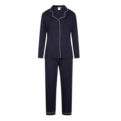 Front - CCDK Copenhagen Womens/Ladies Joy Piped Relaxed Fit Long-Sleeved Long Pyjama Set
