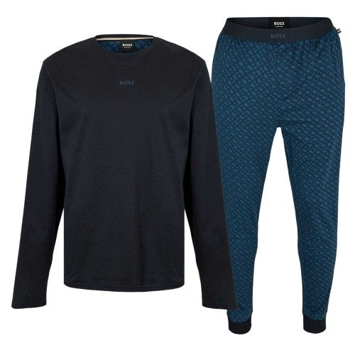 Front - Boss Mens Geometric Long Pyjama Set