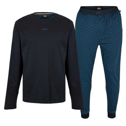 Front - Boss Mens Geometric Long Pyjama Set