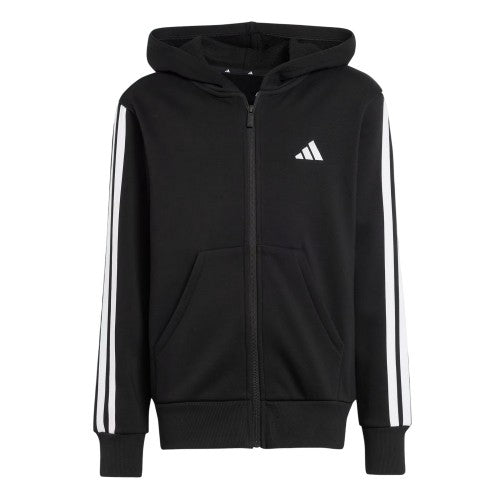 Front - Adidas Childrens/Kids Essentials 3 Stripes Full Zip Hoodie