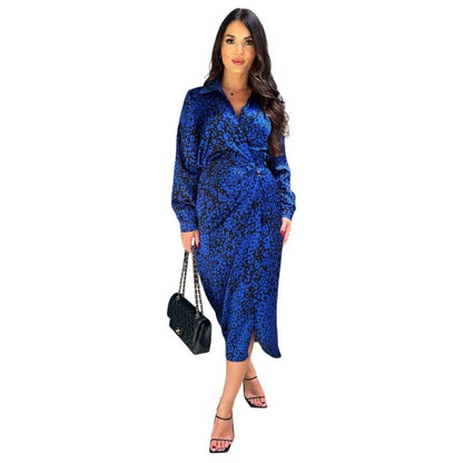 Front - AX Paris Womens/Ladies Animal Print Collared Midi Dress