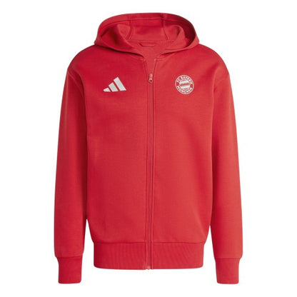 Front - Adidas Mens Anthem FC Bayern Munich Hooded Tracksuit Top