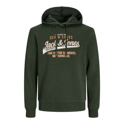 Front - Jack And Jones Mens Graphic Print Organic Cotton Drawstring Hoodie