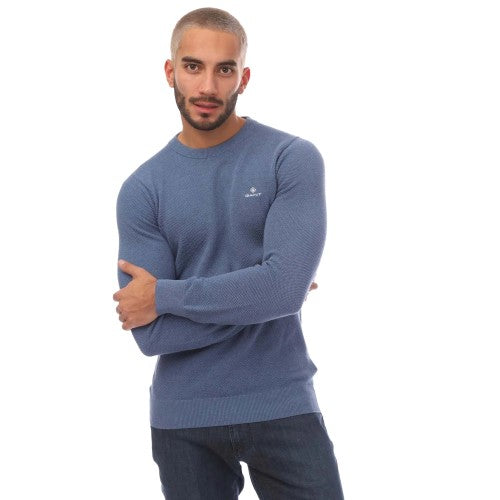 Front - Gant Mens Neps Melange Crew Neck Sweatshirt