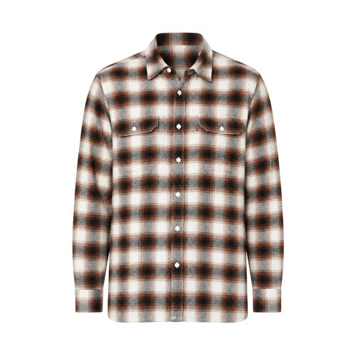 Front - Levis Mens Worker Plaid Flannel Shirt