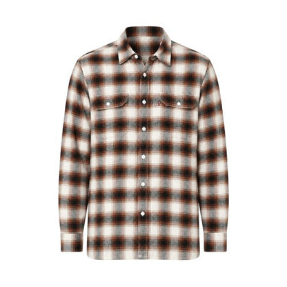 Front - Levis Mens Worker Plaid Flannel Shirt