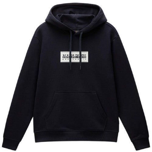 Front - Napapijri Mens Box Logo Cotton Loose Fit Hoodie