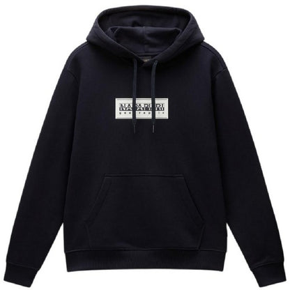 Front - Napapijri Mens Box Logo Cotton Loose Fit Hoodie