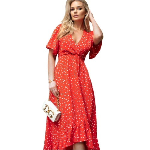 Front - AX Paris Womens/Ladies Polka Dot High Low Hem Party Midi Dress