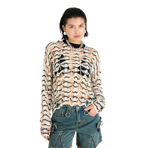 Front - The Ragged Priest Womens/Ladies Crochet Long-Sleeved Jumper