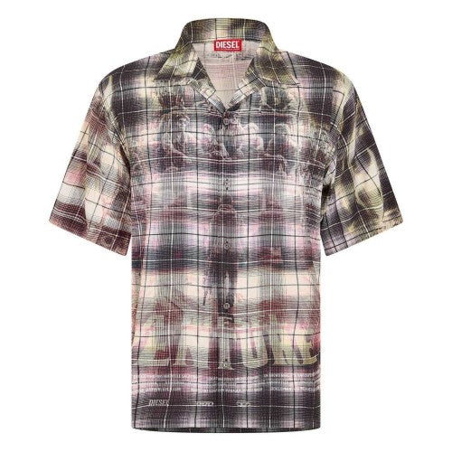 Front - Diesel Mens S-Tilborg Graphic Collared Shirt