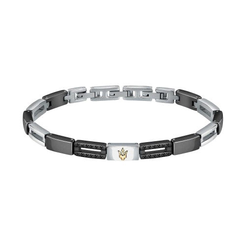 Front - Maserati Mens Polished Metal Two Tone Bracelet