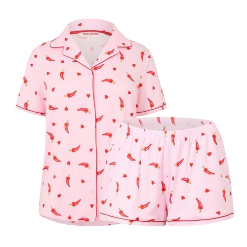 Front - Urban Threads Womens/Ladies Chili Pepper Short Pyjama Set