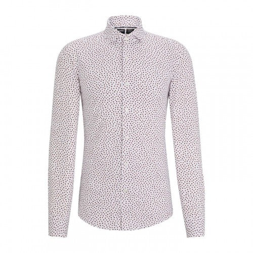 Front - Boss Mens Micro-Dot Oxford Spread Collar Formal Shirt