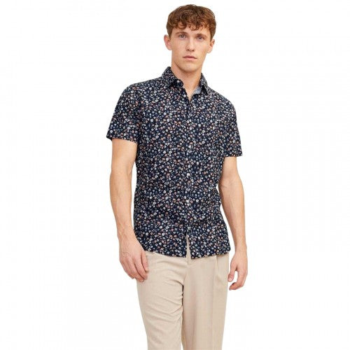 Front - Jack And Jones Mens Ditsy Print Short-Sleeved Shirt