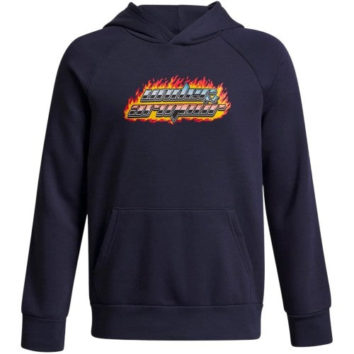 Front - Under Armour Boys Flame Effect Raglan Hoodie