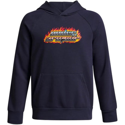 Front - Under Armour Boys Flame Effect Raglan Hoodie