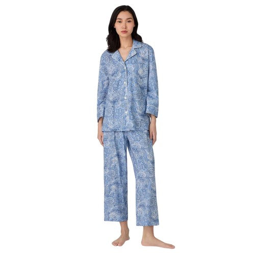 Front - Ralph Lauren Womens/Ladies Paisley 3/4 Sleeve Long Pyjama Set