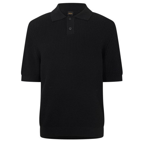 Front - Boss Mens Ribbed Collared Polo Shirt