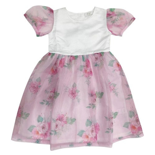 Front - Be You Girls Floral Puff Sleeve Mini Dress