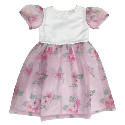 Front - Be You Girls Floral Puff Sleeve Mini Dress