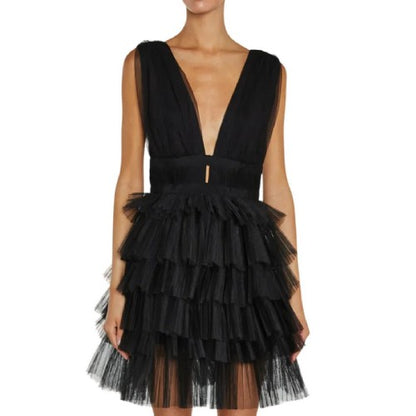 Front - Elle Womens/Ladies Tiered Tulle Party Mini Dress