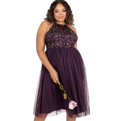 Front - Maya Deluxe Womens/Ladies De Bardot Off-the-Shoulder Midi Dress