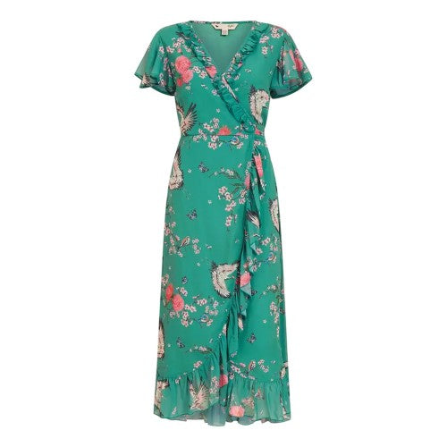 Front - Yumi Womens/Ladies Crane V Neck Wrap Dress