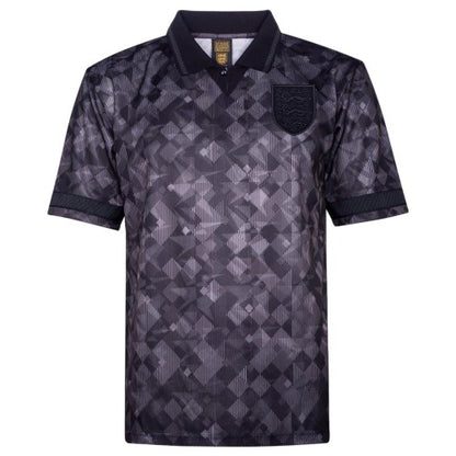 Front - Score Draw Mens 1990 Black Out England FA Football Shirt