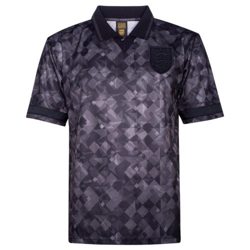 Front - Score Draw Mens 1990 Black Out England FA Football Shirt