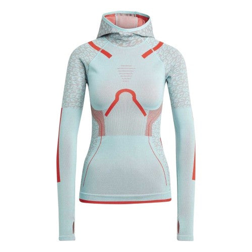 Front - Adidas Womens/Ladies Tech Geometric Technical Funnel Neck Raglan Hoodie